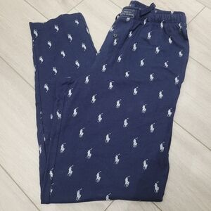 Polo Ralph Lauren Men's Cotton Allover Logo Pyjama Pants Small Blue Loungewear